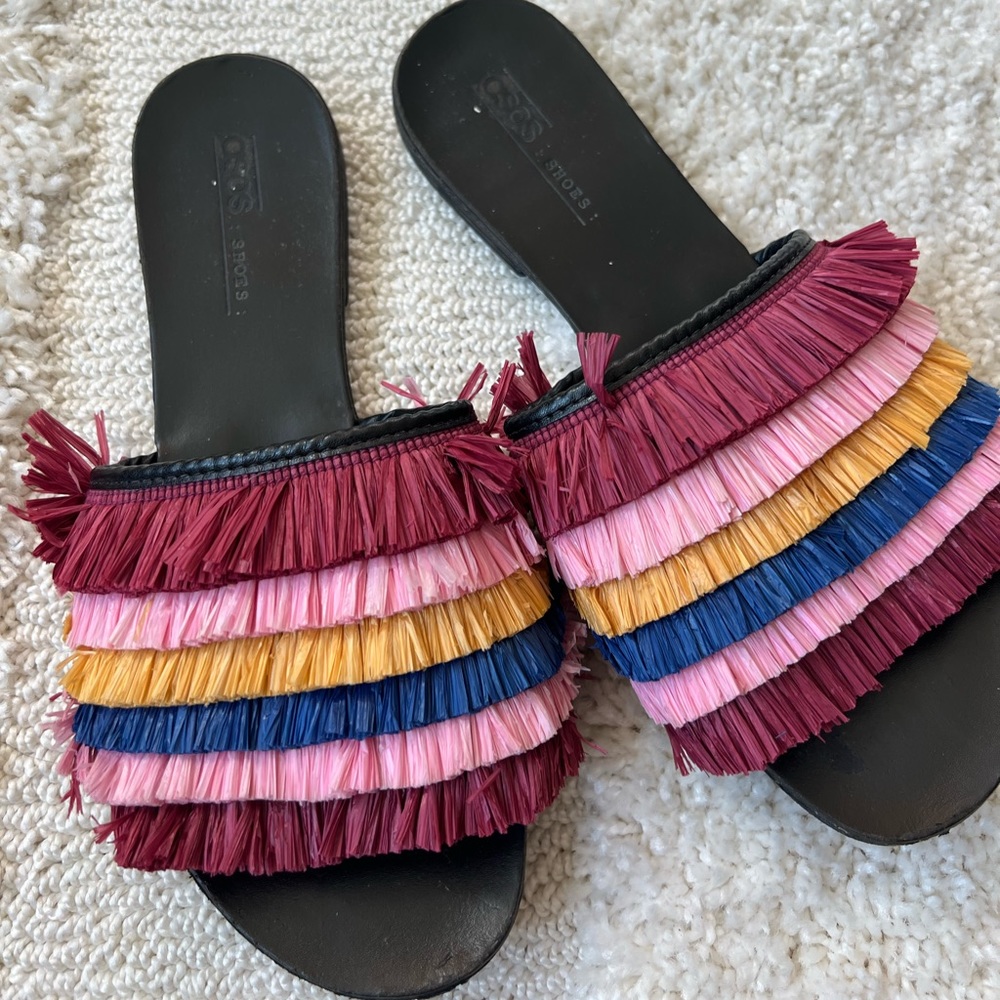 Asos straw like fringe shoe